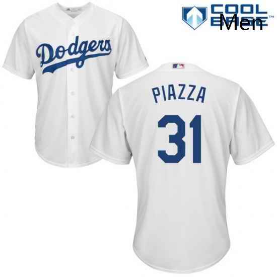 Mens Majestic Los Angeles Dodgers 31 Mike Piazza Replica White Home Cool Base MLB Jersey